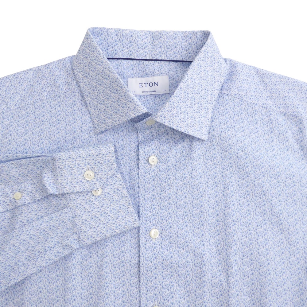 Eton Light Blue Micro-Print Men's Dress Shirt